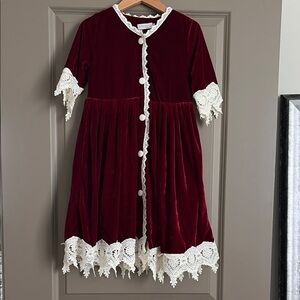 Elegant Burgundy Velvet Kids Formal Dress